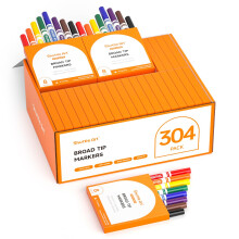 Shuttle Art 304 Pack Washable Markers 8 Colors Broad Line Markers Separate Pack of 38 Conical Tip Marker Bulk with a Box Home Classroom