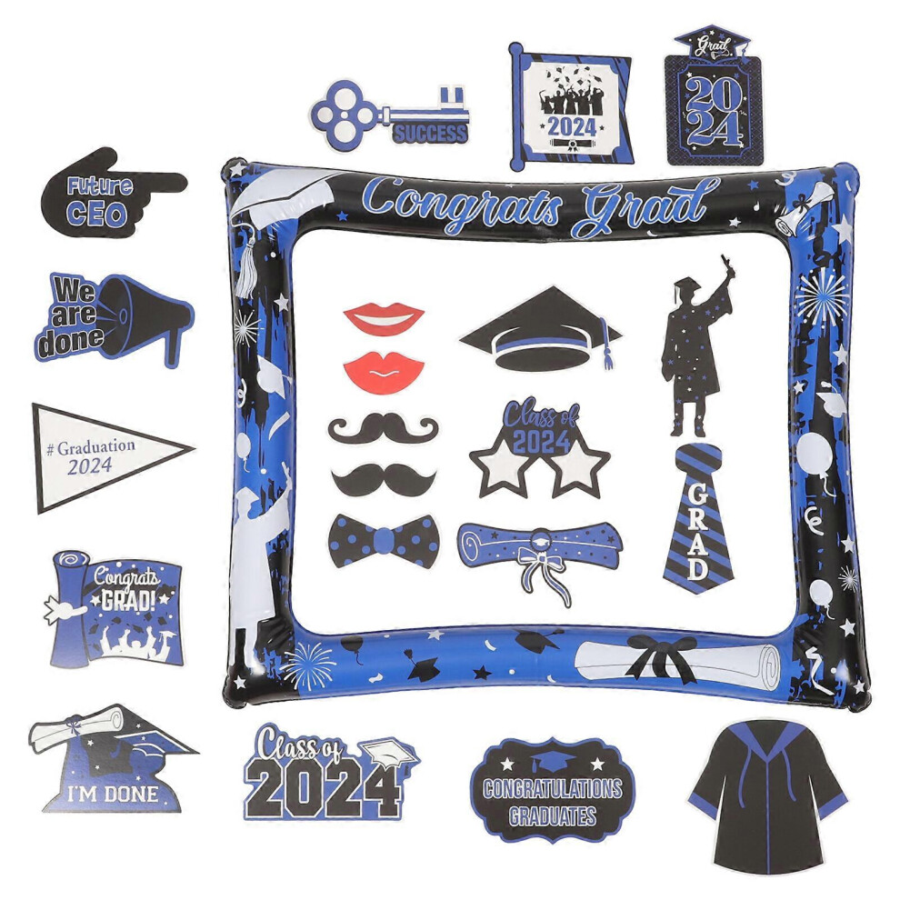 Kricely (, One Size) 1 Set Graduation Photo Frame And Booth Prop Inflatable Selfie Photo Frame Blue