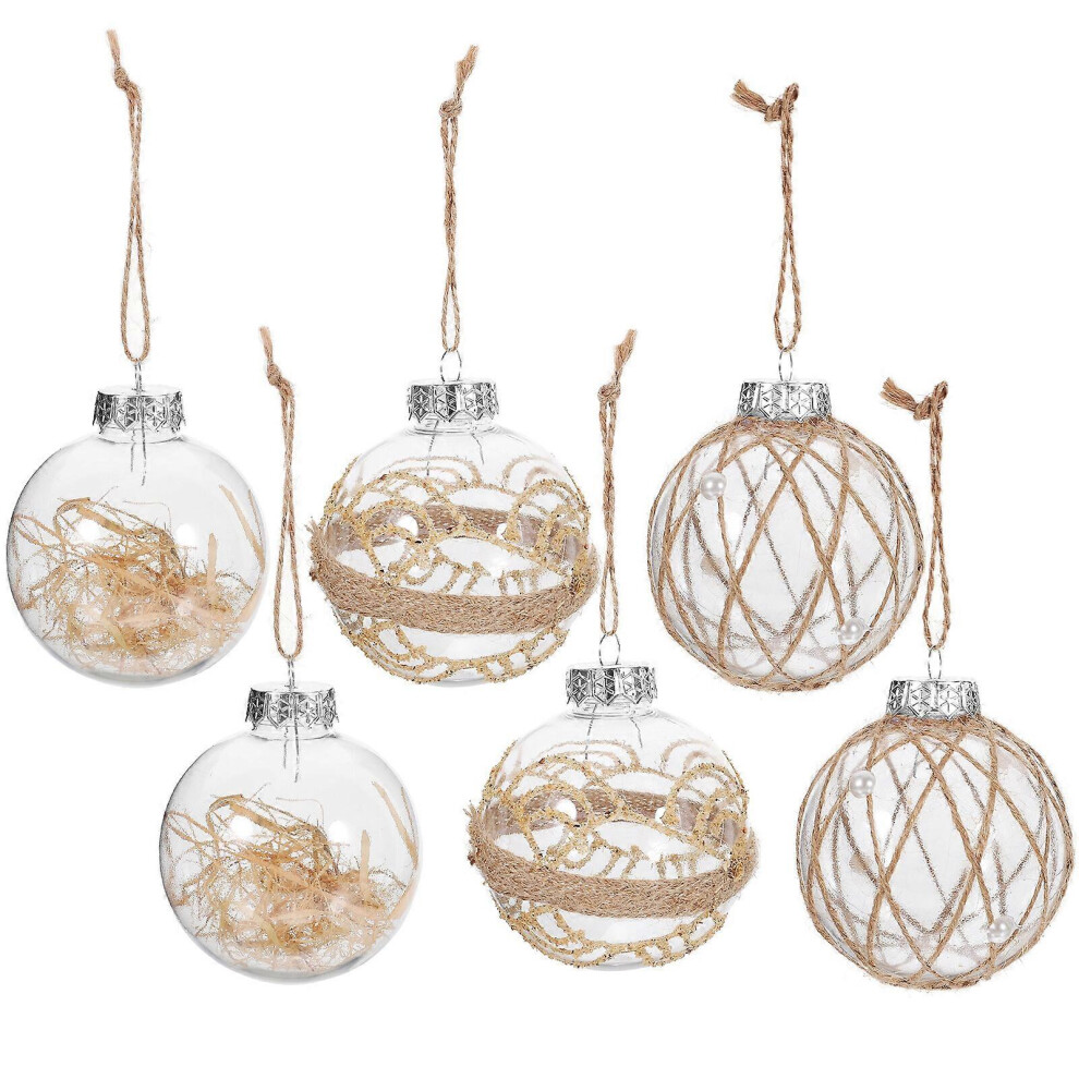 Kricely (9.50X8.00x8.00cm, Picture 2) 6Pcs Xmas Hanging Ball Ornaments Ball Pendants Christmas Tree Baubles Clear
