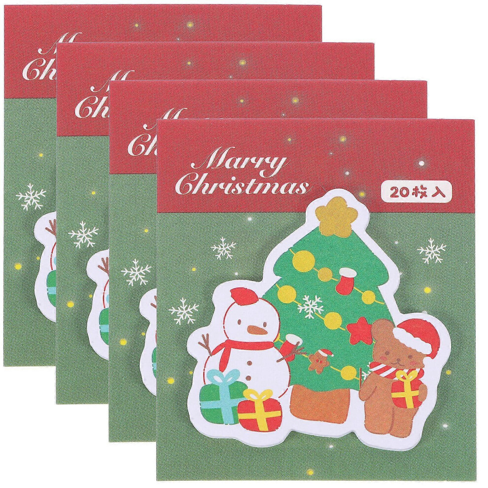 Kricely (6.60X5.60x0.20cm, One Size) 4 Books Of Note Stickers Office Memo Pads Adorable Cartoon Christmas Memo Stickers