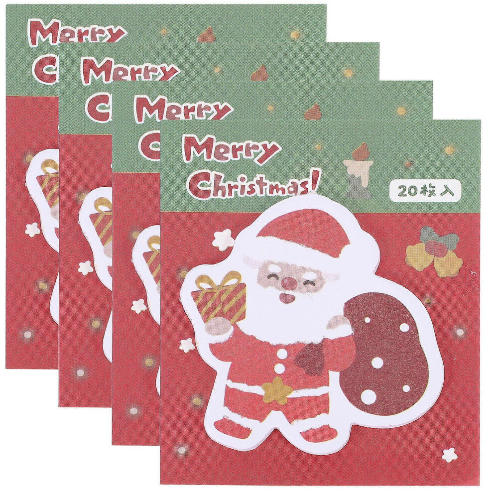 Kricely (5.00X5.00x0.50cm, One Size) 4 Books Of Note Stickers Office Memo Pads Adorable Cartoon Christmas Memo Stickers