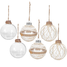 (9.5X8cm, Picture 1) 6pcs Xmas Hanging Ball Ornaments Clear Ball Pendants Christmas Tree Baubles