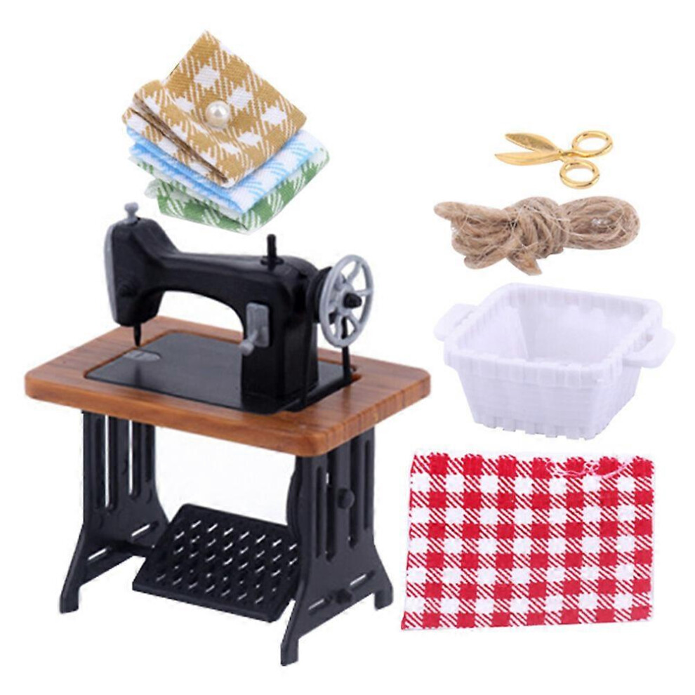 Kricely (As Show, One Size) 1 Set Dollhouse Sewing Machine Miniature Furniture Dolls House Accessory