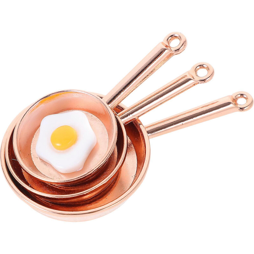Kricely (As Shown, One Size) 1 Set Miniature Frying Pan Flat Pan Miniature Omelette Doll House Accessories