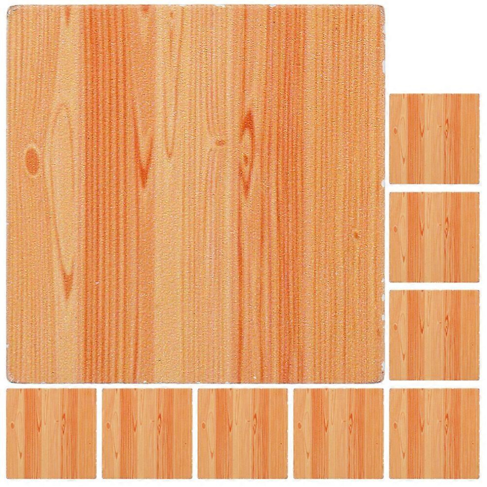 Kricely ( One Size) 9Pcs Doll House Flooring Wood Mini House Simulation Diy Floor Adornment Miniature Flooring Light/Brown