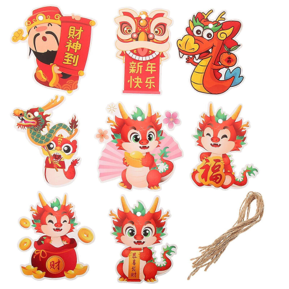 Kricely (As Show, One Size) 8Pcs Chinese New Year Decorations Spring Festival Hanging Decors Dragon Ornaments