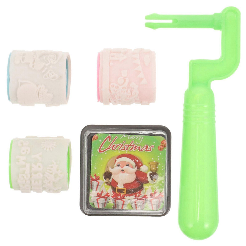 Kricely (As Show, One Size) 1 Set Of Christmas Stampers Kids Diy Arts Crafts Stamps Xmas Inking Stamper Roller