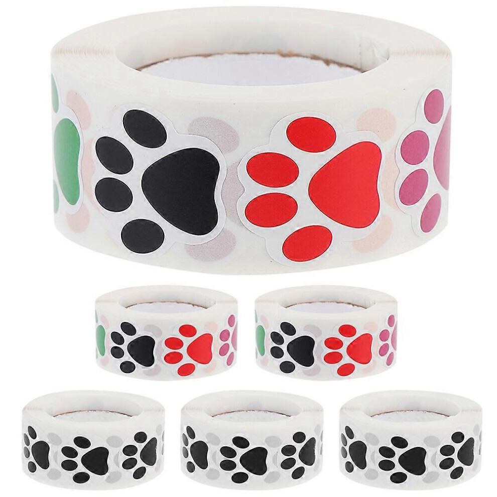 Kricely (As Show, One Size) 6 Rolls Wall Stickers Dog Paw Sticker Lovely Dog Paw Print Sticker Bathtub Sticker For Bedroom
