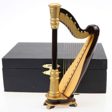 Seawoo tr miniatyr harpa med fodral mini musikinstrument replika miniatyr dollhus modell hem dekoration (5.51 """" x3.07 """" x1.69 """")