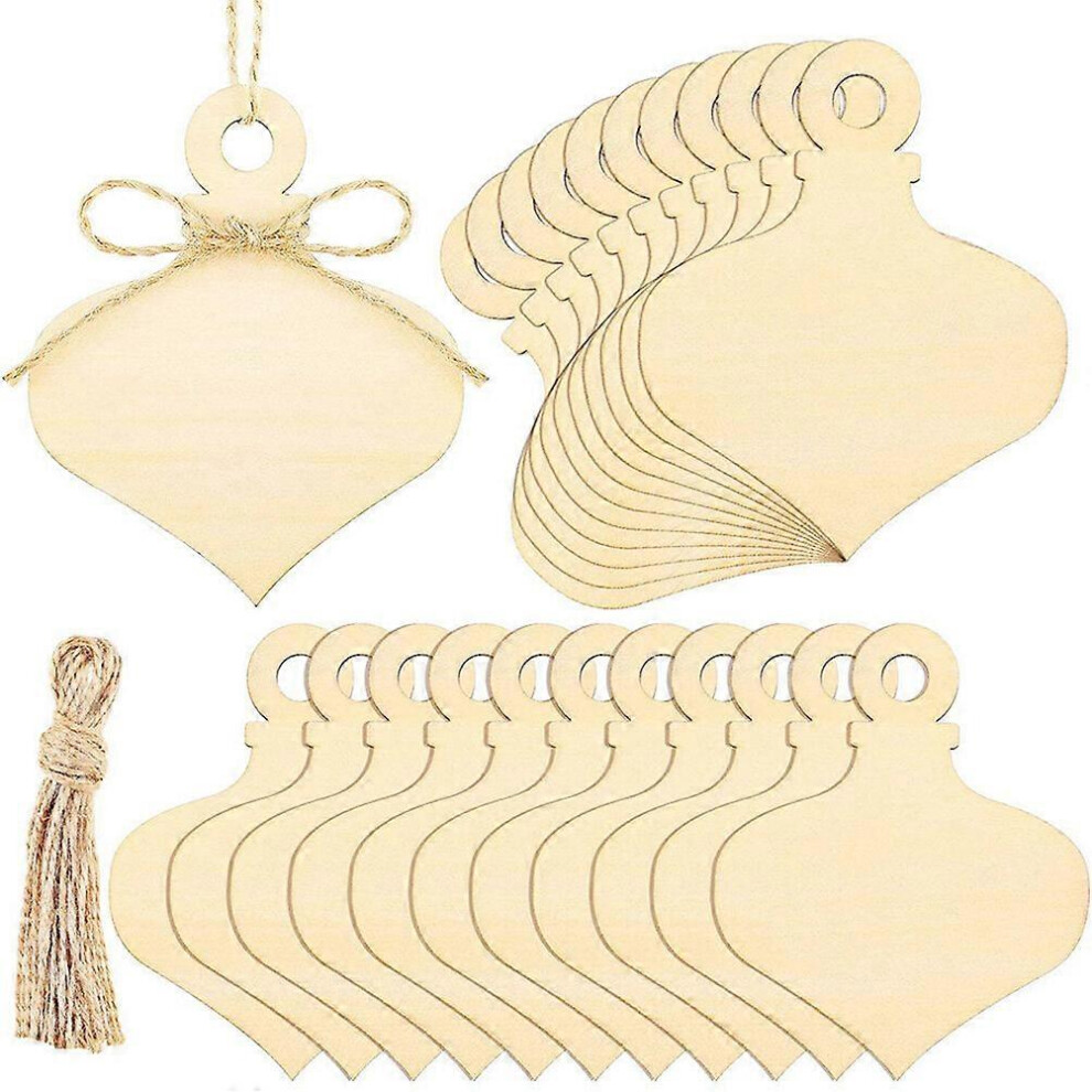 Kricely (As Show, One Size) 1 Set Of Wooden Christmas Ornaments Unfinished Wood Hanging Christmas Tags Wooden Cutouts