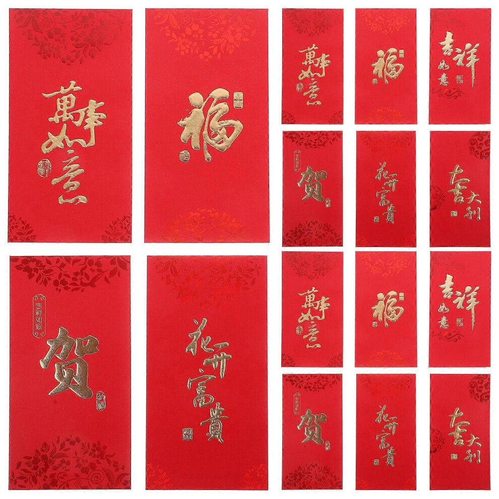 Kricely (As Show, One Size) 6Pcs Traditional New Year Envelopes Money Bags Chinese Money Pouches Packets Red