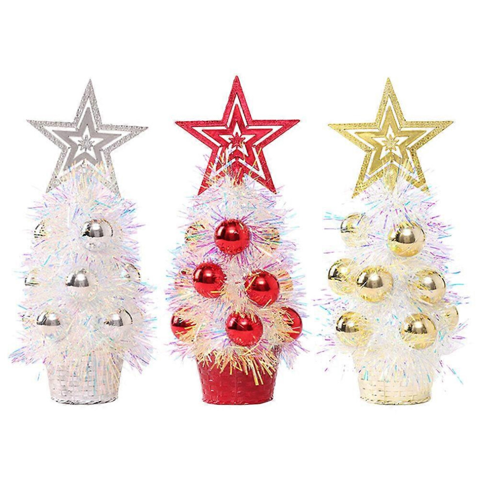 Kricely (As Show, One Size) 3Pcs Tabletop Mini Christmas Tree Artificial Christmas Trees Desktop Xmas Tree