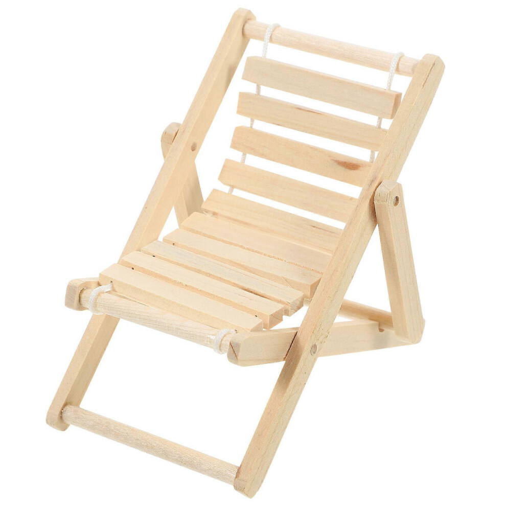 Kricely (As Show, One Size) Doll House Miniature Beach Chair Model Micro Landscape Beach Chair Furniture Model