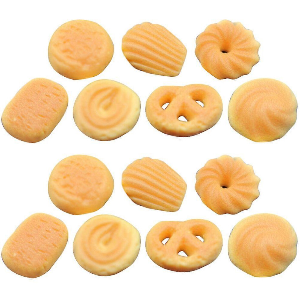 Kricely (As Show, One Size) 14Pcs Mini Cookies Models Tiny Cookies Decors Mini House Pretend Food Props Diy Cookies Decors