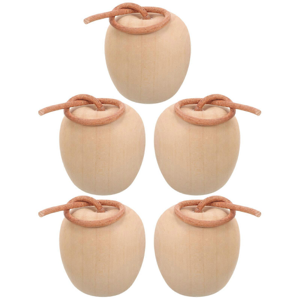 Kricely (As Show, One Size) 5Pcs Wooden Apple Miniature Painting Apple Unfinished Apple Decoration Accessory