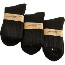 (As show, One size) LINJOU Thickened Wool Socks Plus Fleece Warm Socks Mens Sleeping Socks (3 pairs of black)