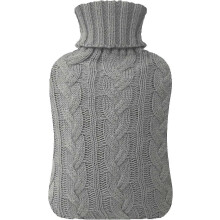 (As show, One size) LINJOU Hot Water Bottle with Knitted Cover, Neck and Shoulder Pain Relief, Gray