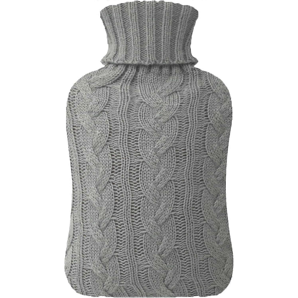 (As show, One size) LINJOU Hot Water Bottle with Knitted Cover,  Neck and Shoulder Pain Relief, Gray