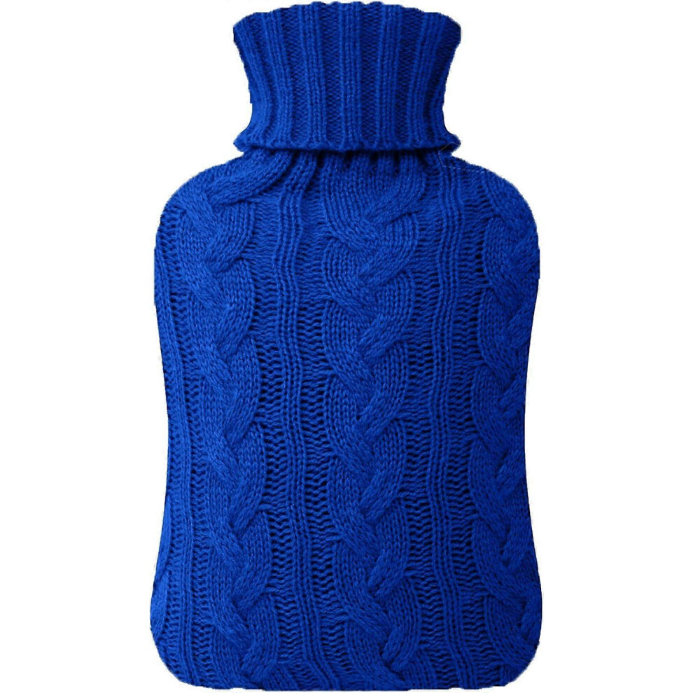 (As show, One size) LINJOU Hot Water Bottle with Knitted Cover,  Neck and Shoulder Pain Relief, Cyan