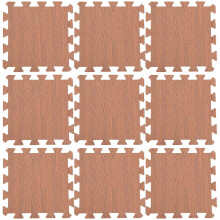 (As show, One size) 12PCS Wood Grain Interlocking Floor Mats Square Non-Slip Living Room Bedroom Mats