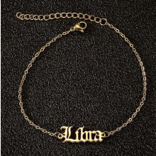 (As show, One size) Ankle-Scorpio Gold -1pcs,Zodiac Anklet for Women Stainless Steel Old English Zodiac Letter Anklet Bracelet for Women