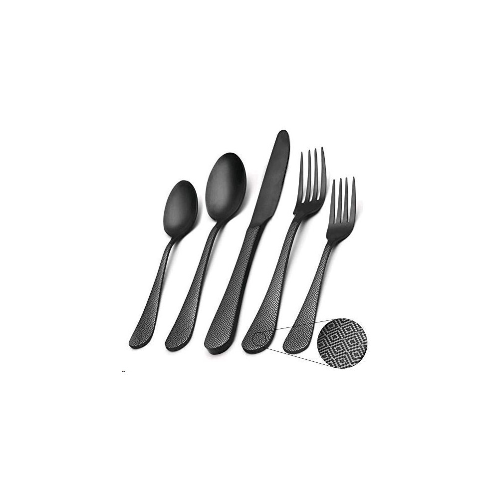 Matte Black Silverware Set SHARECOOK Satin Finish 40-Piece Stainless Steel Flatware Set Kitchen Utensil Set Service for 8 Tableware Cutlery Set for Ho
