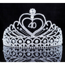 Tiara de 40 Anos - Coroa Transparente com Strass Austríacos e Pente de Cabelo T806 Prata