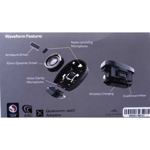 Genki Waveform Black Wireless Earbuds Headphones 2