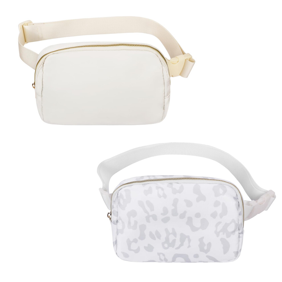 Vorolo Bauchtasche, Weihnachtsgeschenk Fur Damen Und Herren, Umhangetasche, Gurteltasche, Bauchtasche Mit Verstellbarem Riemen Fur Sport, Off Whi-image