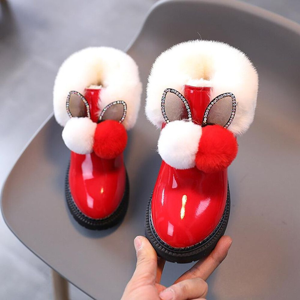 (red, 28) Children&apos;s Snow Boots Girls Warm Shoes Children&apos;s Shoesgirls Princess Shoes Winter Slide Plus Velvet Warm Children&apos;s Snow Boots