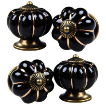 Kelier Ceramic Pumpkin Cabinet Knobs 4 Pack Vintage Sleek Pumpkin Door Pull Handles for KitchenDresser DrawerCupboardWardr