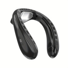 (Black) Neck Fan with a 6000Mah Battery, Featuring a Cooling Pad for Cold Compress, Bladeless Portable Silent Air Conditioner