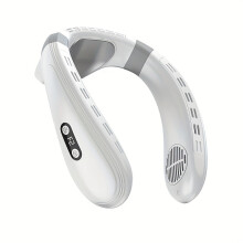 (White) Neck Fan with a 6000Mah Battery, Featuring a Cooling Pad for Cold Compress, Bladeless Portable Silent Air Conditioner