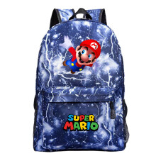 (Thunder Blue) Kids Super Mario Backpack School Bag Students Bookbag Handbag Gifts Travelbag