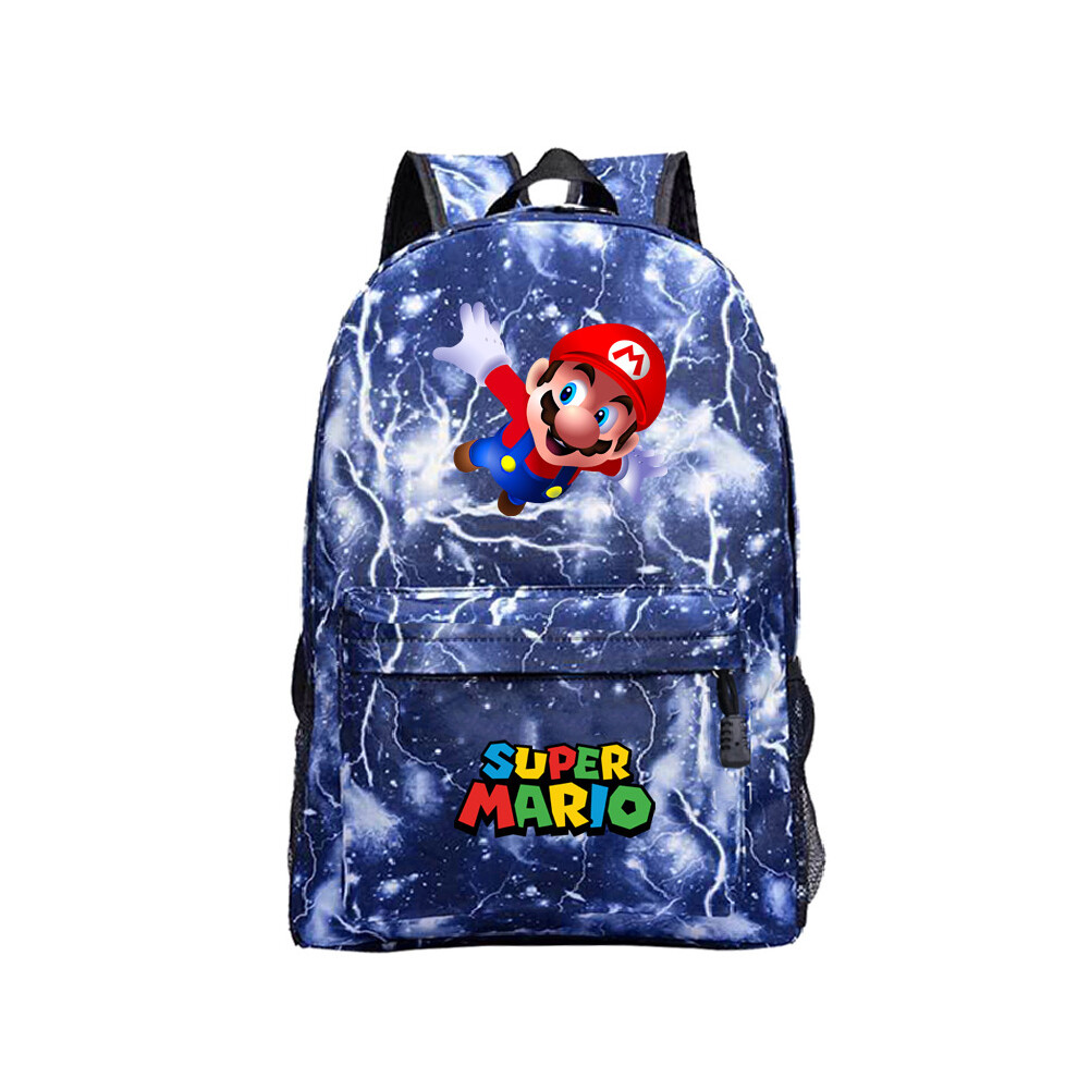 (Thunder Blue) Kids Super Mario Backpack School Bag Students Bookbag Handbag Gifts Travelbag