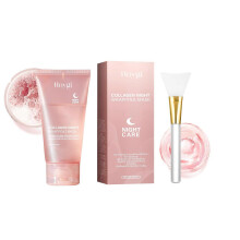 Collagen Night Wrapping Mask Peel Off Facial Mask with Brush, Deeply Hydrates & Firming & Glowy & Elasticity & Hydration Care