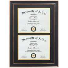 CORE ART Double Diploma Frames 14x20 Fits Two 85x11 Inch Certificates Documents and College Degree Black Frame with Golden Tr