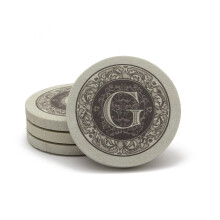 Thirstystone Monogram Coasters All Natural Stone with NonSlip Cork Backing Drink Absorbent Protects Table Great for Gifts