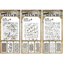 Tim Holtz - Neun Mini -Schichten Schablonen - Gitterwerk Blte Gothic Cargo Blasenstrahlen Doily Valentine und Herzen - auch bekannt als Sets 4 5
