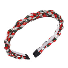 Rhinestone Christmas Headbands Xmas Crystal Red Green Sliver Stripes Twist Hairband Holiday Party Hair Accessories for Women