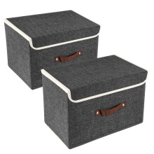 TYEERS Foldable Storage Boxes with Lids 2 Pack Fabric Storage Bins wit
