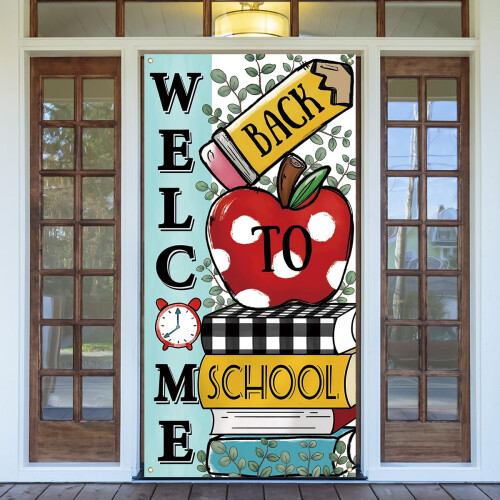 Back To School Decorations First Day of School Door Cover Welcome Back ...