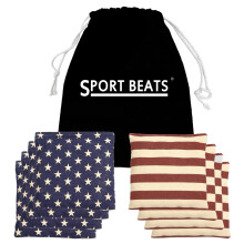 SPORT BEATS Cornhole Bags All Weather Set van 8 voor Cornhole Toss Games - Reglementair gewicht en maat - Inclusief Tote Bags Vintage Stars & Stripes