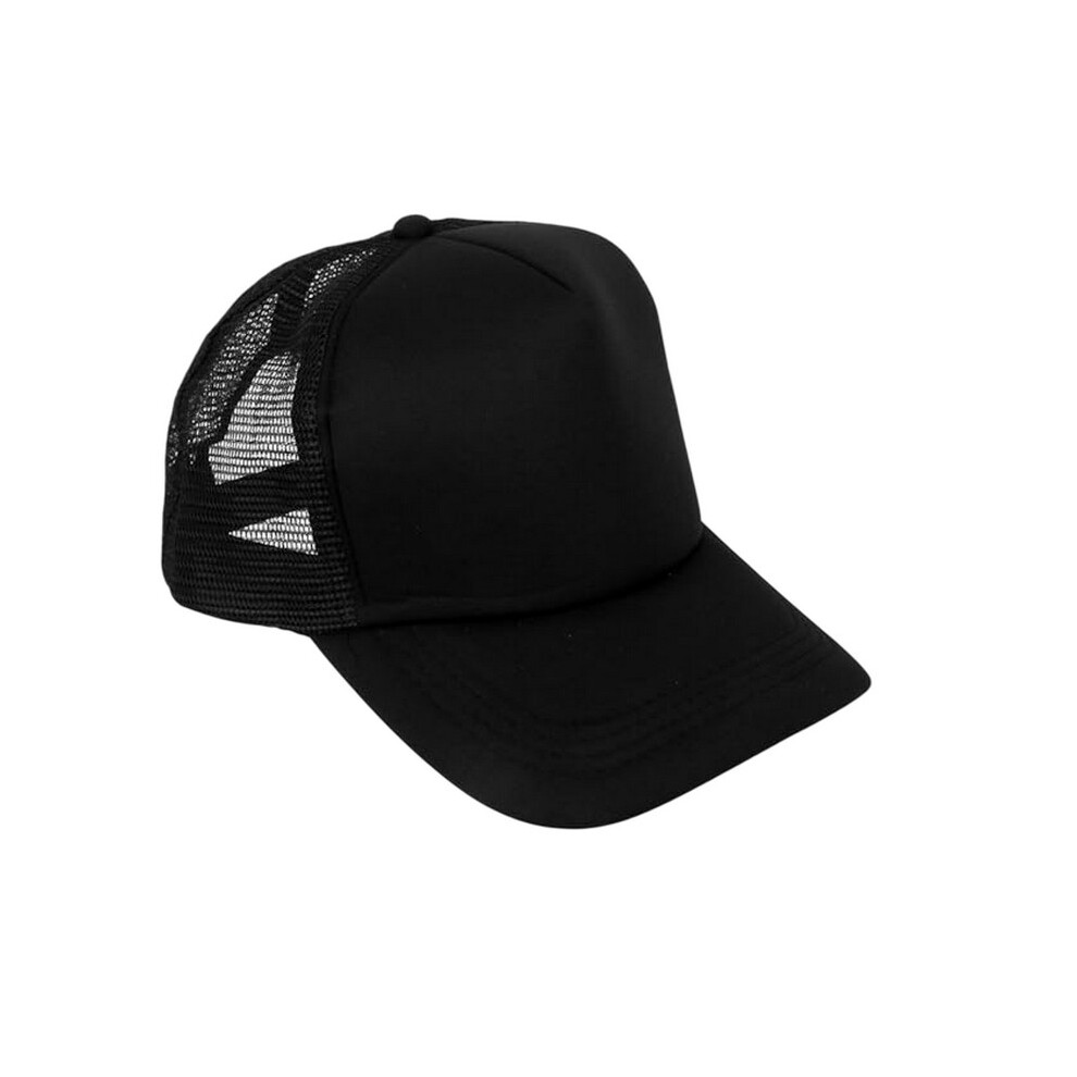 (One Size, Black/Black) Result Headwear Mens Core Detroit 1/2 Mesh Truckers Cap