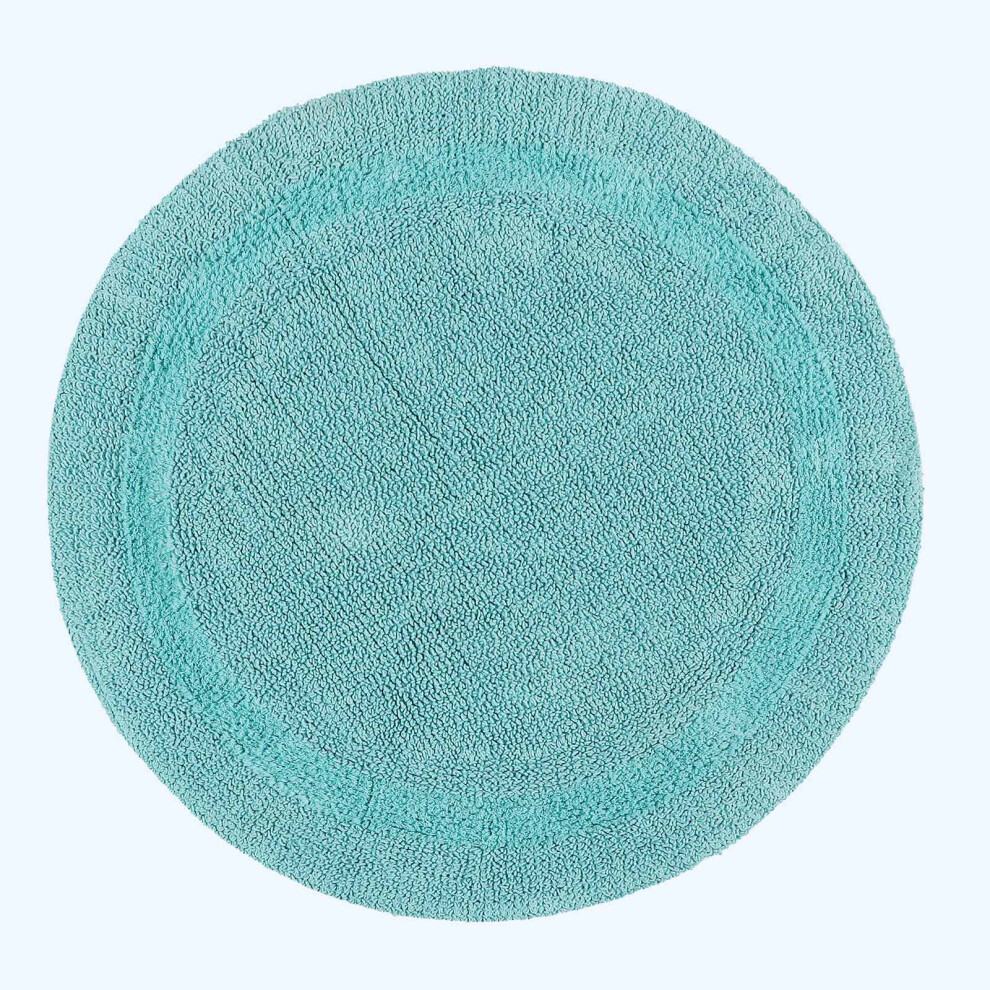 Homescapes (Aqua, 80Cm) Luxury Reversible Cotton Bath Mat Blue