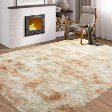 (120cm x 170cm (4ft x 5ft 6")- Small Area Rug Livingroom Bedroom) Shaggy Fluffy Cream Rugs Non Slip Kitchen Runner Mat