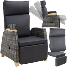 Garden Armchair Recliner Outdoor Sun Lounger Chair Thick Padding Adjustable