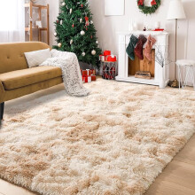 (160cm x 230cm (5ft 3" x 7ft 6")- Large Area Rug For Bedroom Living Room Indoor Outdoor) Shaggy Fluffy Cream Rugs Non Slip Kitchen Runner Mat