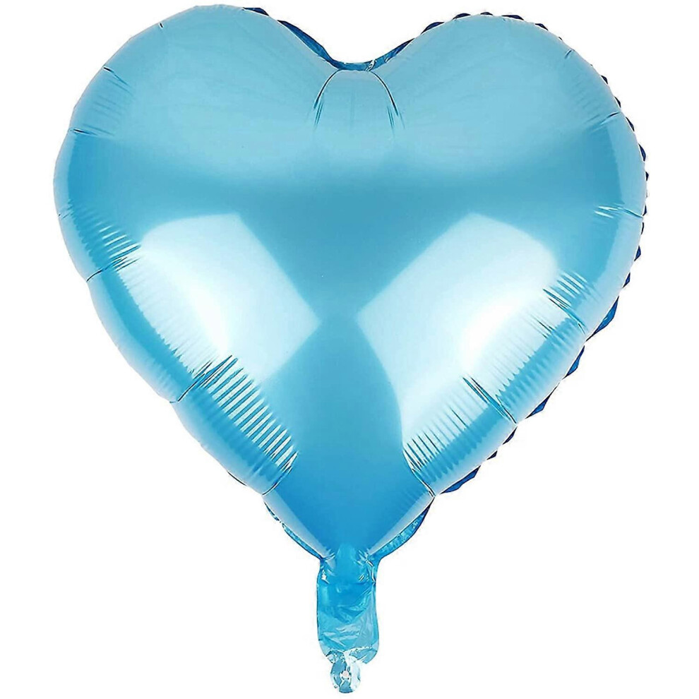 Konhill (As Show, One Size) 10Pcs Pearl Blue Foil Heart Shaped Balloons 18 Inch Heart Mylar Balloons For Baby Shower Wedding Valentine Decorations Love Balloo