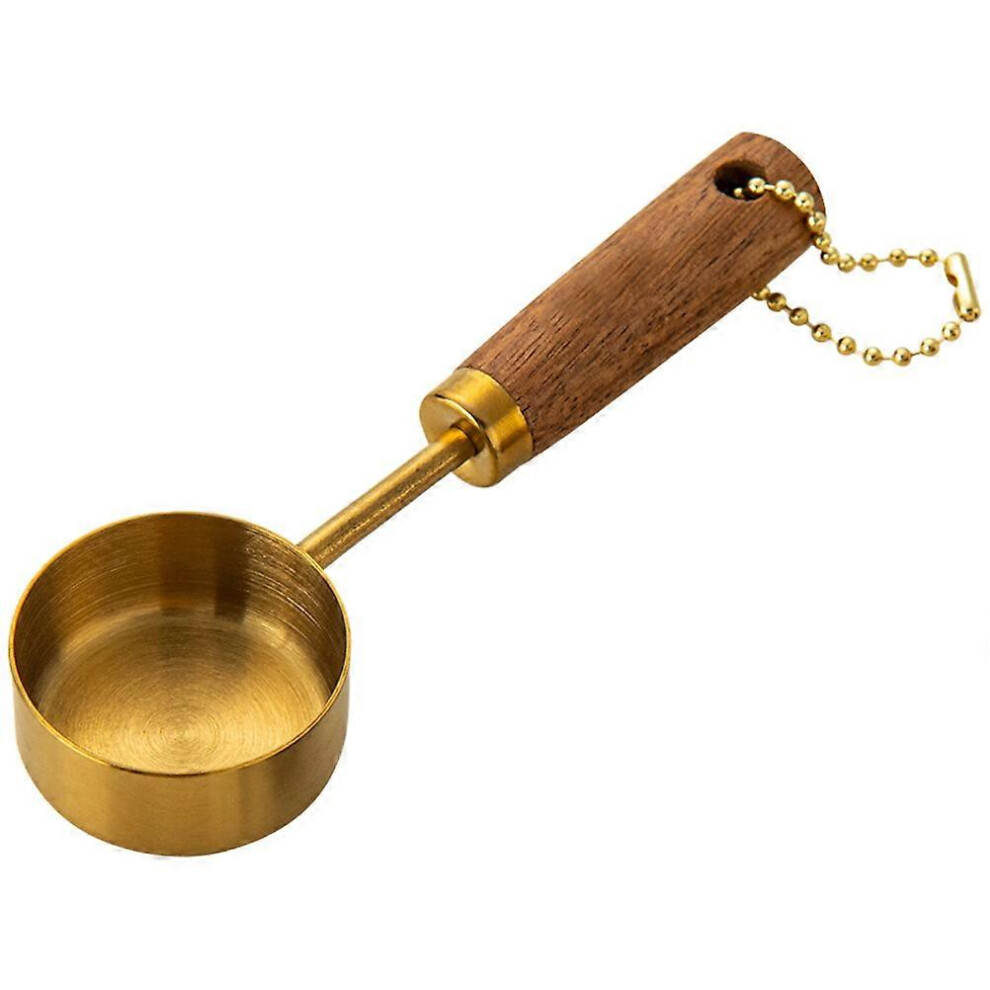 Kricely (As Shown 2, One Size) Measure Spoon Refreshments Serving Wood Handle Spoon Snack Bowl Creative Stainless Steel Spoon